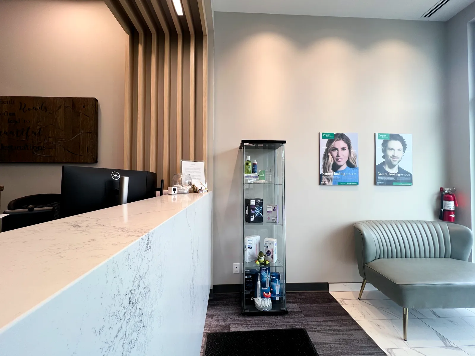 Reception desk and waiting area at Crestmont Dental